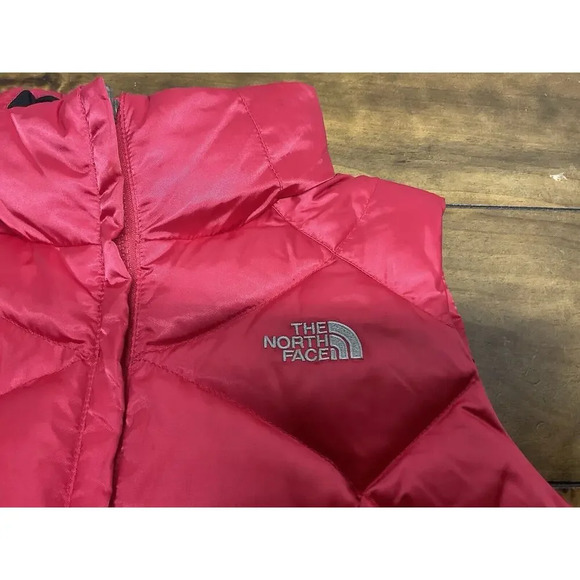 North Face Vest Womens Medium Pink Aconcagua Goose Down 550 Puffer Full Zip - Picture 5 of 12